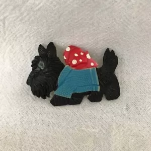 BROCHE DE COLECCIÓN DECO NEGRO SCOTTIE SCOTTY WESTIE TERRIER PERRO JAPÓN - Imagen 1 de 3