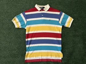 Vintage Polo by Ralph Lauren mehrfarbig gestreiftes Hemd M Made in USA Bär Schnee Strand - Bild 1 von 4