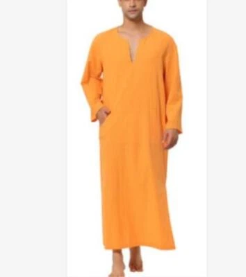 Para hombres Cuello en V Árabe Musulmán Bata Larga Medio Oriente Islámico Thobe Kaftan Vestidos 0709  Foto 1 de 4