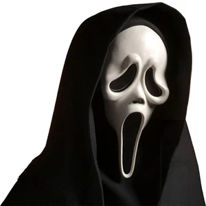 Erwachsene Halloween Schrei Latex Maske Horror Schrei Geist Gesichtsmaske mit Kapuze - Bild 1 von 6