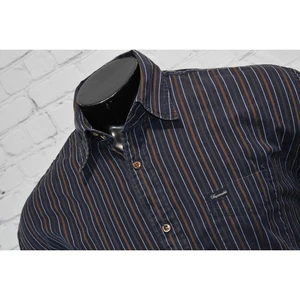 Faconnable Dress Shirt Mens Size XL Blue Striped Cotton Front Pocket - Picture 1 of 6