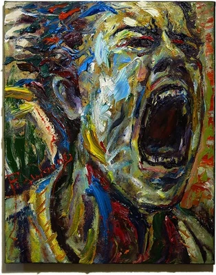 RETRATO MASCULINO AL ÓLEO█ARTE REALISMO PINTURA█FIRMADO VINTAGE ORIGINAL GRITO EXTERNO Foto 1 de 4