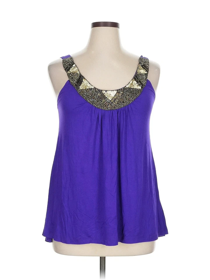 Mai Tai Women Purple Sleeveless Blouse 1X Plus - Image 1 of 4