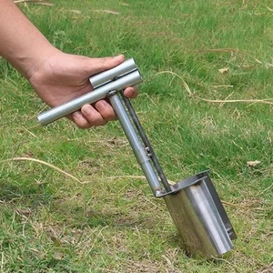 Bulb Planter Tool Stainless and Fruit Tree Seedling Transplanter Silver - Picture 1 of 6