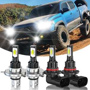 For Toyota Tacoma 2005-2011 -4X Combo 8000K LED Headlight + Fog Light Bulbs Kit - Picture 1 of 13