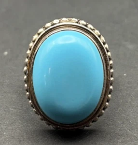 Sterling Silber 925 natürlicher blauer Türkis Ring Statement Ring Größe 7,25 - Bild 1 von 8