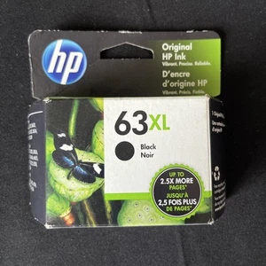 Genuine HP 63XL Black Ink Cartridge F6U64AN 1/2023 NEW OEM ORIGINAL SEALED - Picture 1 of 3