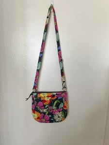 Vera Bradley Saddlebag Bag "Jazzy Bloom" Zip Top Adjust Strap Crossbody Purse - Picture 1 of 6