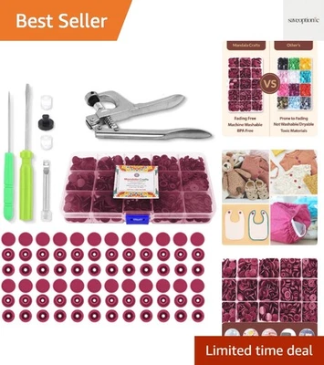 No Sew Burgundy Snap Buttons - 150 Sets with Durable Resin for Sewing Projects - Image 1 of 4