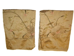 Classic Home 2 PC Standard Pillow Sham Set Embroidered Floral on Taupe EUC - Picture 1 of 10