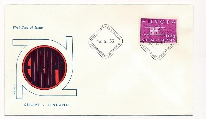 D90024 Europa CEPT 1963 Stylized Links FDC Finland - Image 1 of 1