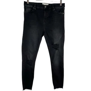 Free People Damen Jeans 29S Schwarz Distressed Raw Hem Skinny Ankle  - Bild 1 von 10