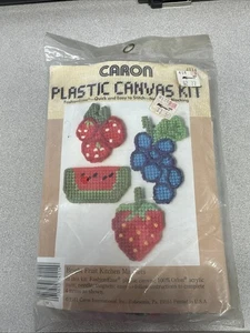 Caron Plastic Canvas Kit 4 Fruit Magnets Kit #4114 Sealed New in Package - Picture 1 of 3