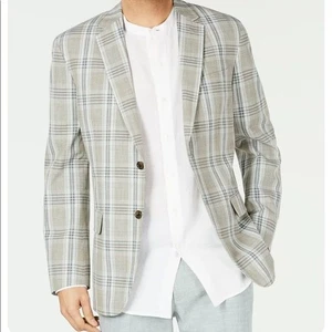 Tasso Elba Men's Sport Coat Blazer Jacket Linen, Beige Green Cream, Size XL - Picture 1 of 10