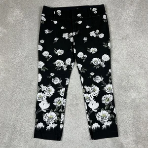 Alice + Olivia Hose Damen 12 schwarz Blumen Jacquard Knöchelreißverschluss Cropped Hose - Bild 1 von 19