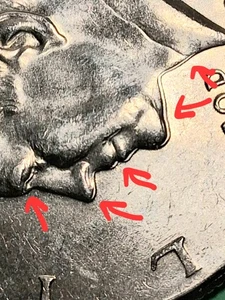 1996 p Kennedy Half Dollar Error Double Profile - Picture 1 of 5