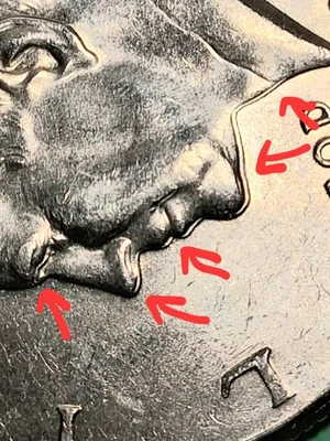 1996 p Kennedy Half Dollar Error Double Profile - Image 1 of 4