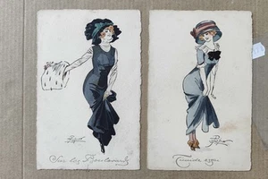 LIBERTY ART NOUVEAU-ARTIST PREJELAN-LOT 2 POSTCARDS-C87-178 - Picture 1 of 1