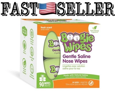 2-Pack Boogie Wipes Saline Nose, Face & Hand Wipes (Fresh Scent), 45 Count Each - Image 1 of 4