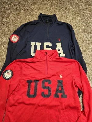 Two Mens Polo Ralph Lauren 1/4 Zip Pullover USA 2020 Para Olympic Team Small Lot - Image 1 of 4