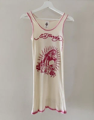 Rare Vtg Y2K early 00s Ed Hardy Christian Audigier Rhinestone Ribbed Tank Dress - image 1 of 4