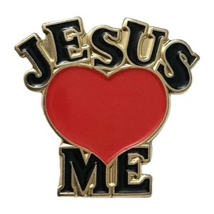 "Jesus ❤ Me" "Loves Me" Metal Enamel Religious Lapel Hat Bookbag Pin Brooch ^ - Picture 1 of 8