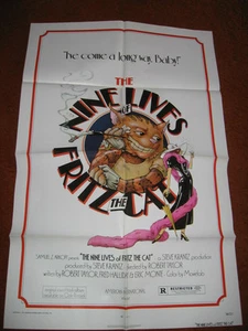 Las nueve vidas de Fritz el gato póster original de la película 1974 animado - Imagen 1 de 1