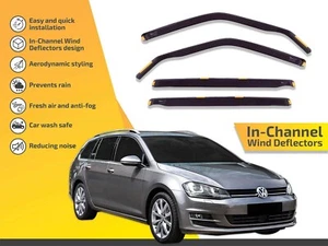 Wind Deflectors In Channel For VW Golf SportWagen Alltrack 2015-2019 Rain Guard - Picture 1 of 13