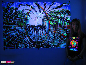 CENTAURS TORUS Psychedelic Art UV Blacklight Tapestry Wall Hanging Backdrop Deco