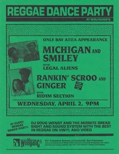 MICHIGAN & SMILEY, LEGAL ALIENS, RANKIN' SCROO & GINGER Wolfgangs April 2 1986  - Picture 1 of 1