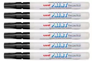 Uni-Paint 63701 PX-21 Oil-Based Permanent Marker, Fine Line, Black, 6-Pack - Picture 1 of 1