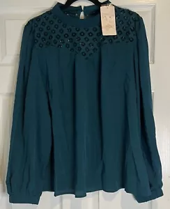 Women's Flowy Teal Green Blouse Size XXL - Picture 1 of 8