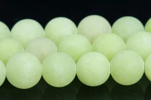 8MM Matte Lime Green Jade Beads Grade AA Round Gemstone Loose Beads - Picture 1 of 4