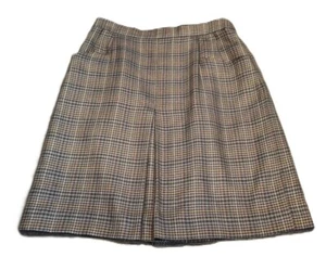 DAKS Wool Vintage Check Knee-Length Skirt with Pleats Tartan Quiet Luxury W28 - Picture 1 of 3