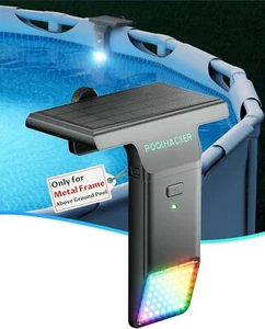 Solar Pool Lights for Metal Frame Pools, 10-Color LED W/ Remote, Submersible - Picture 1 of 9