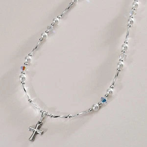 Sterlingsilber Halskette Mit Kreuz Erste Heilige Kommunion Tag Geschenk für Girl - Bild 1 von 3