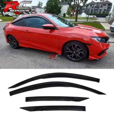 For 16-20 Honda Civic Coupe Mugen Style Window Visor Rain Deflectors 4PC Foto 1 de 4