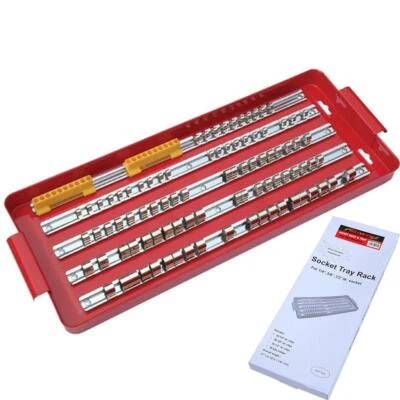 Neilsen 110pc Socket Rail Tray 1/4" 3/8" 1/2" Organiser Storage Holder Metal - Image 1 of 3