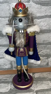 Mouse King Nutcracker Wooden Soldier Blue Faux Fur Robe Red Crown kmart - Picture 1 of 6