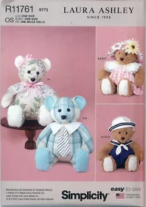 Simplicity 9771 Teddy Bear 20 In Plush with Clothes Laura Ashley Sewing Pattern - Picture 1 of 4