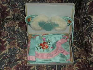 VTG 1950s Japanese Child's Blue Silk Pajama Set Boxed Yokohama - Picture 1 of 2