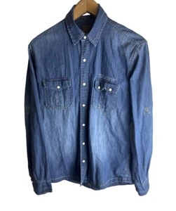 Pepe Jeans Men’s Denim Pearl Snap Long Sleeve Size Large - Picture 1 of 6