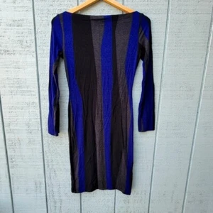 Isabel De Pedro Striped Wave Bodycon Jersey Knit Mini Dress size 6 Blue Black - Picture 1 of 9