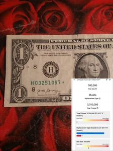 2017 $1 H St Louis BEP 500K Run ⭐ Star Note Lower Grade A Lil Rare Star Note - Picture 1 of 9