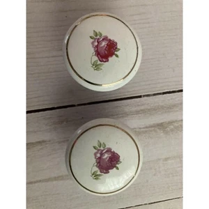 2 Floral Ceramic Rose Knobs 1.5” Wide 1” Deep A - Picture 1 of 2