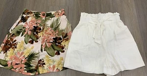 2x Ladies size 6 DOTTI Pink Floral & White Linen Blend Shorts NEW RRP $89.90 - Picture 1 of 4