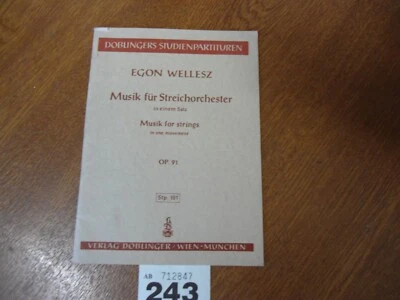 EGON WELLESZ Music for String Orchestra Op.91 - Doblingers Study Score - Image 1 of 4