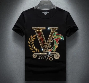 Neu Herren Luxus Diamant Strass Mode Diamant T-Shirt Hochwertig - Bild 1 von 12