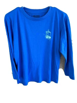 Camisa Guy Harvey Niños XL Azul Gráfico Marlín Pesca Manga Larga Jóvenes Niños Foto 1 de 4