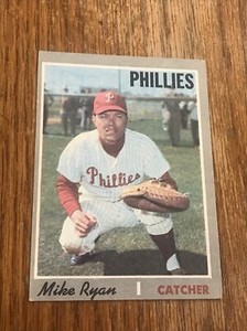 1970 #591 Topps Mike Ryan  EX-MT HIGH NUMBER Phillies EX No Creases MISCUT BACK